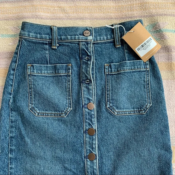 NWT Reformation Eva Denim Long Skirt - Picture 2 of 7
